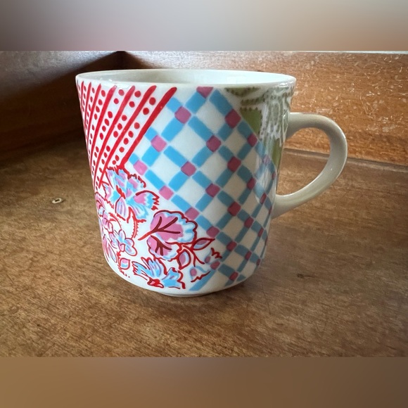 Set of 10 Patchwork Quilt Mugs Cups.  1970s.  Stackable. - Picture 6 of 8